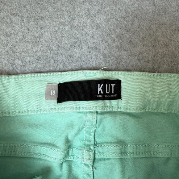 Kut From The Kloth Amy Crop Straight Leg Mint Seafoam Pants Rolled Cuff Size 10 - Picture 2 of 16